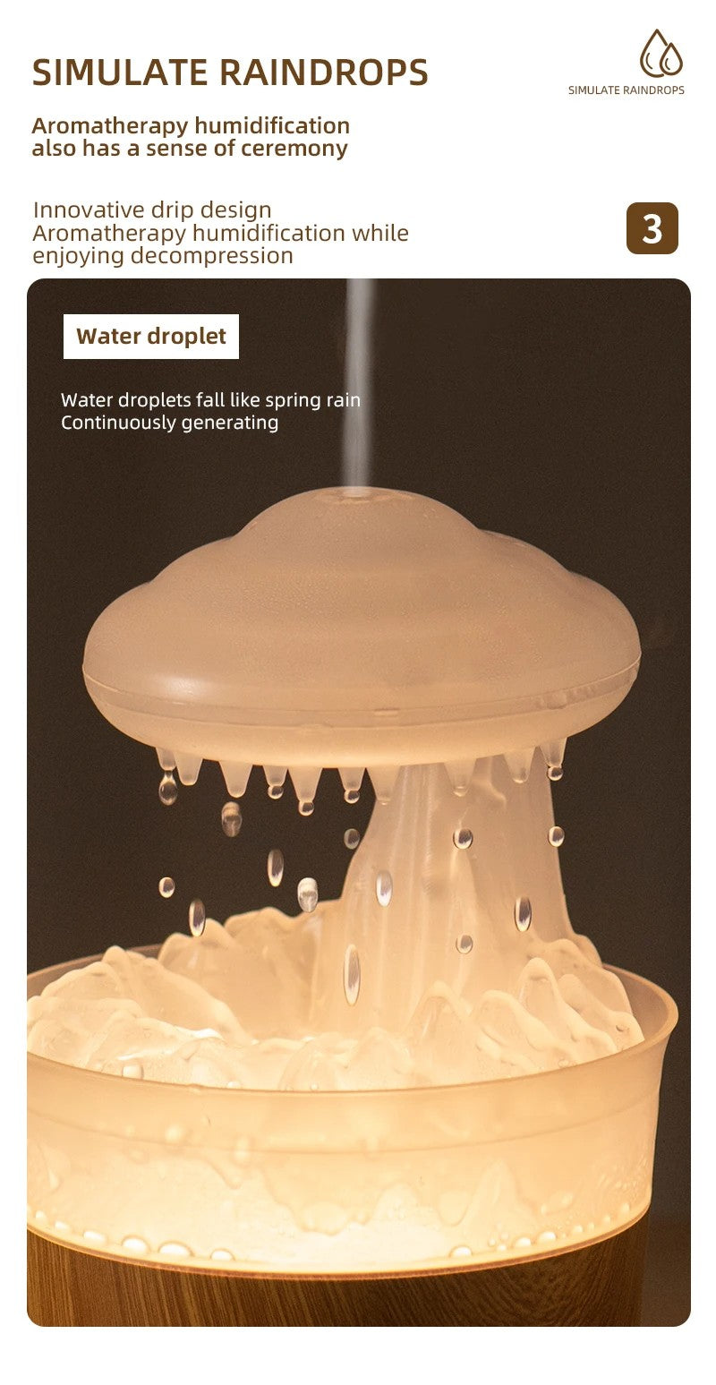 Rain cloud diffuser close-up with water drops falling