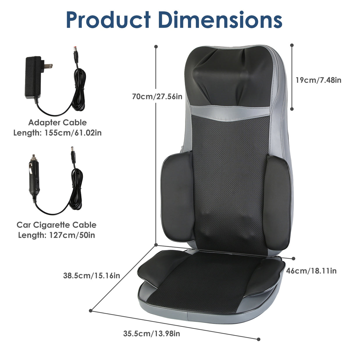 Massage chair pad dimensions