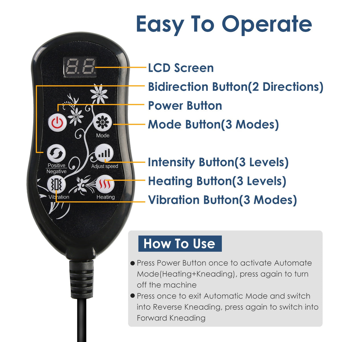 Handheld controller with LCD screen and mode buttons