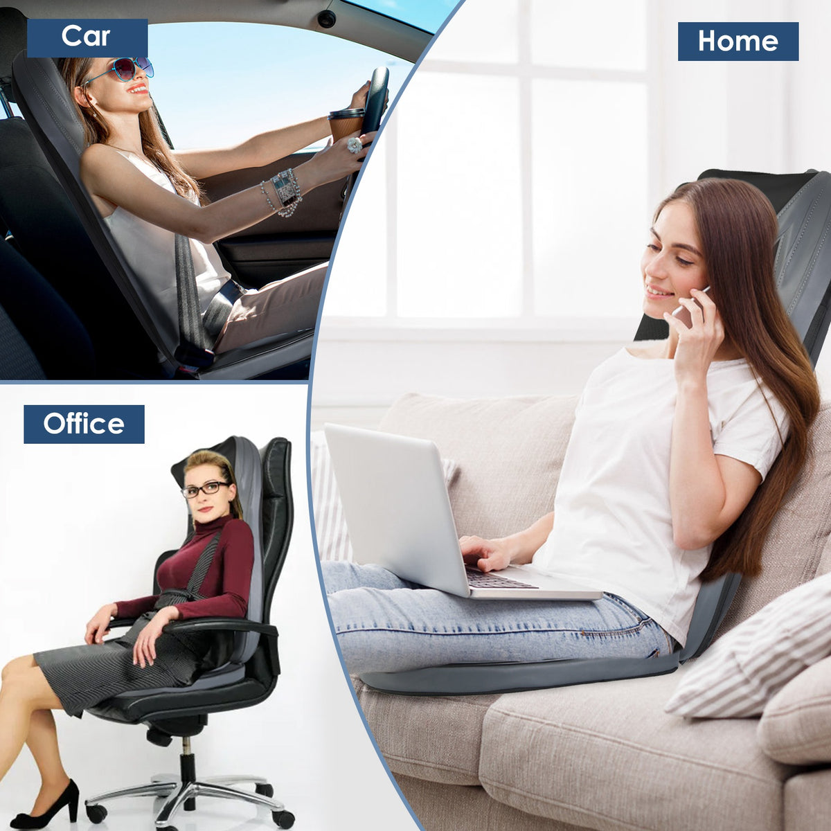 Use the massage pad at home, in the office or in the car