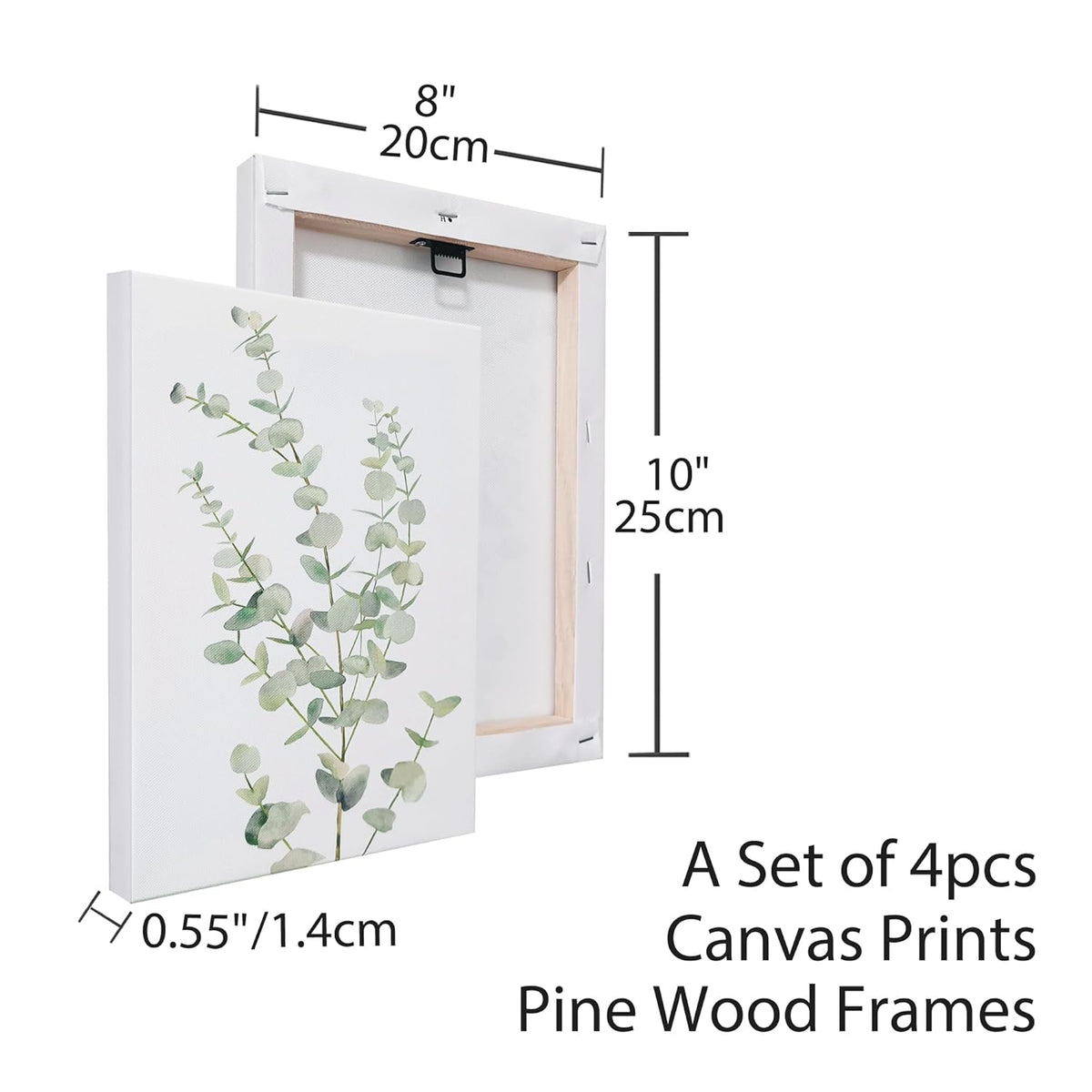 Canvas print size 8 by 10 inches on pine wood stretcher