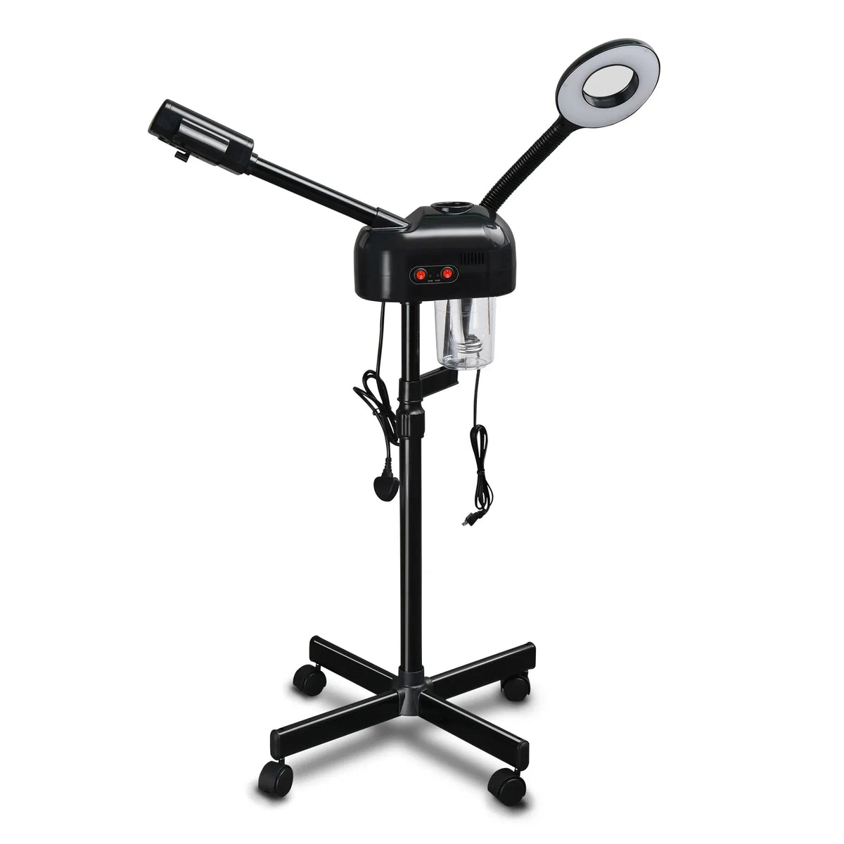 2-in-1 facial steamer with magnifying lamp on a rolling stand