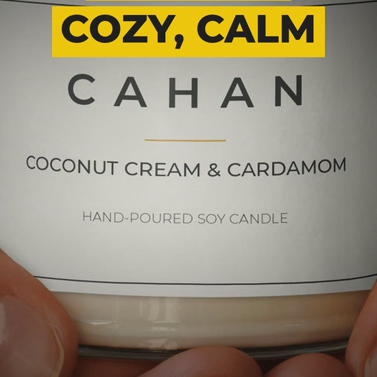 cahan scented soy candle 9 oz coconut cream cardamom video