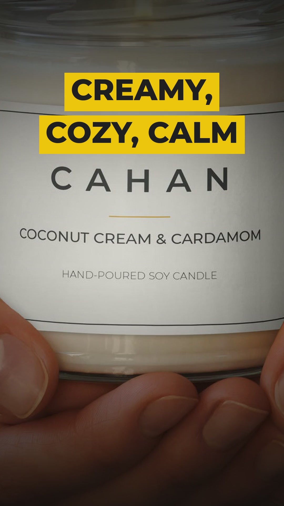 cahan scented soy candle 9 oz coconut cream cardamom video