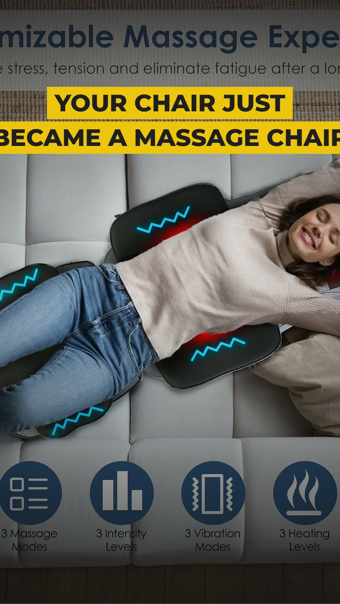 shiatsu back neck massage chair pad heat video