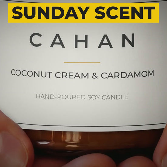 cahan amber jar soy candle 9 oz coconut cream cardamom video