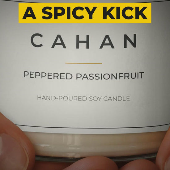 cahan scented soy candle 9 oz peppered passionfruit video