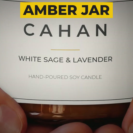 cahan amber jar soy candle 9 oz white sage lavender video