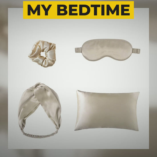 satin sleep set eye mask pillowcase scrunchie headband video