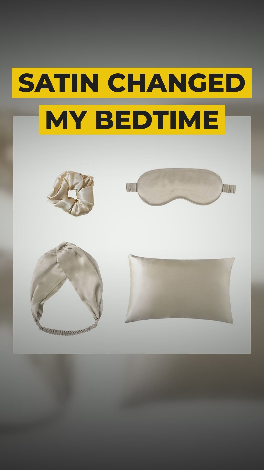 satin sleep set eye mask pillowcase scrunchie headband video