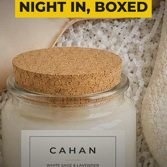 cahan sleep unwind gift box soy candle satin eye mask lounge socks video