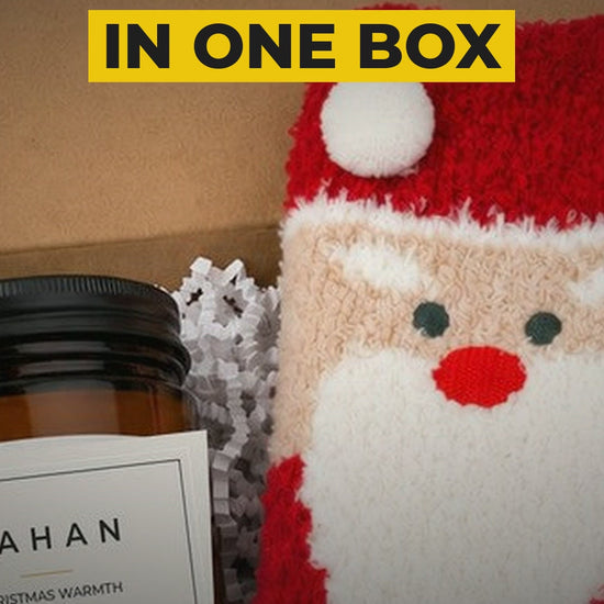 cahan christmas cozy gift box 9 oz soy candle fluffy santa socks video