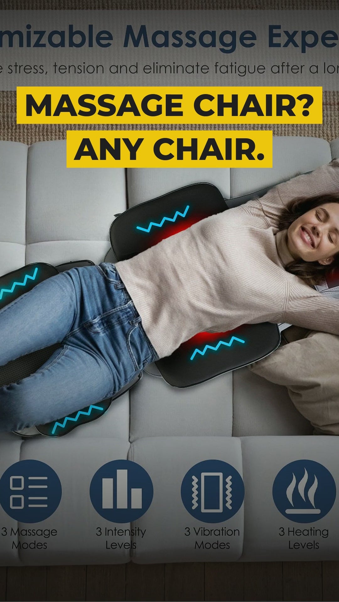 shiatsu back neck massage chair pad heat video