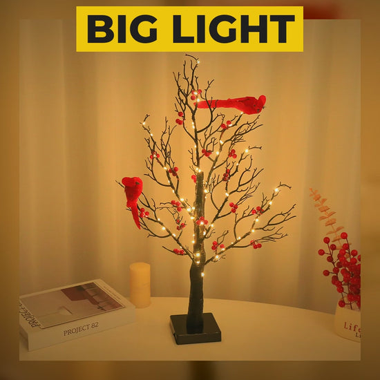 lighted cardinal berry tree video