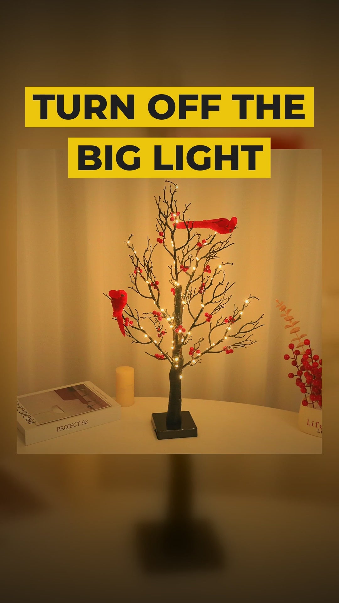 lighted cardinal berry tree video